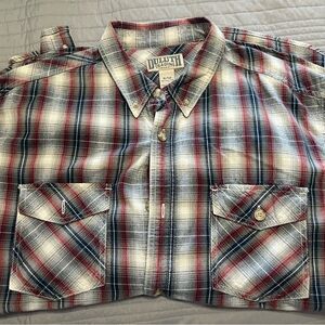 Duluth Trading Co Casual Button Down Shirt Red and Blue